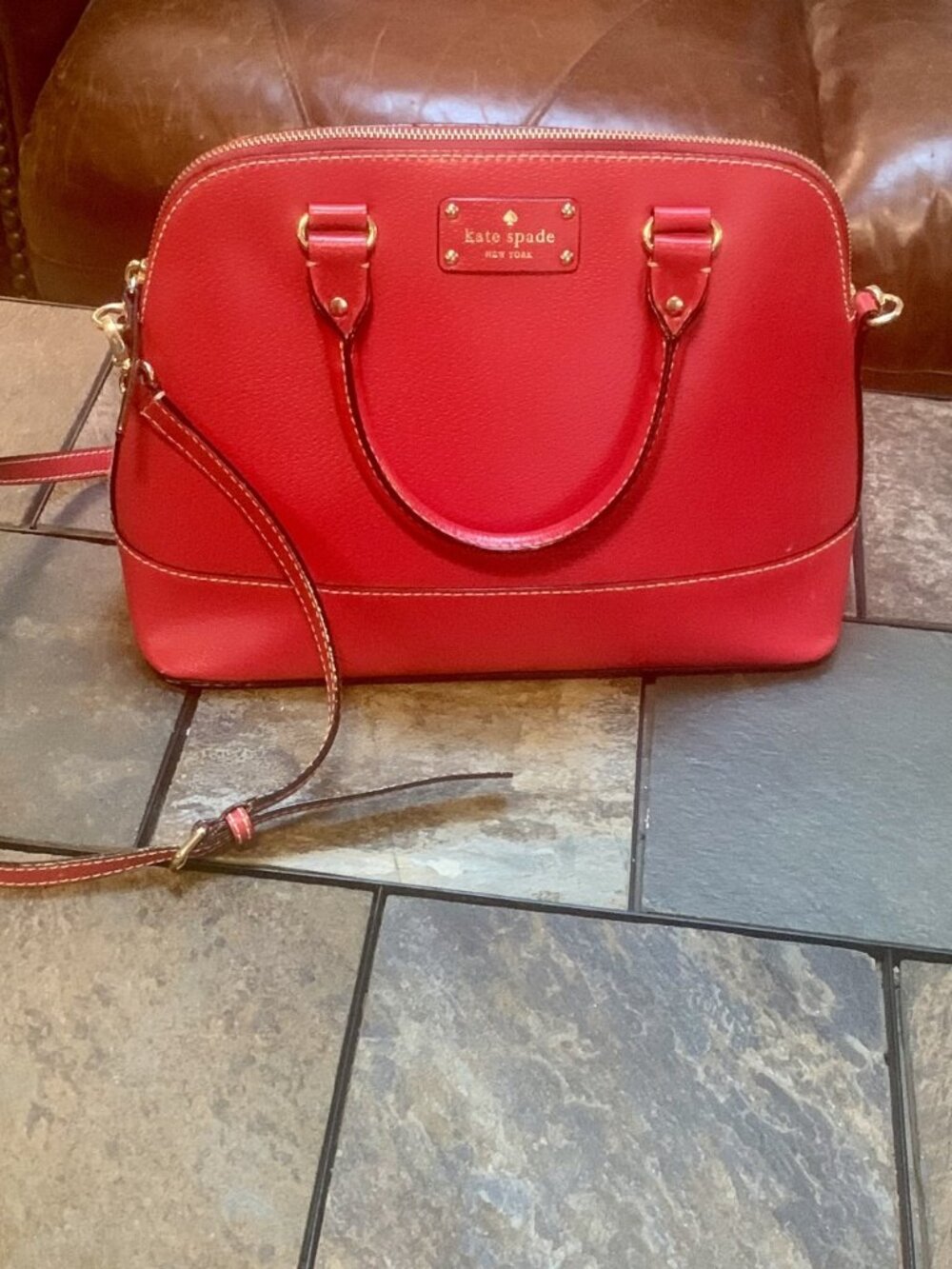 KATE SPADE Wellesley Rachelle Red Leather Satchel Crossbody Bag